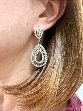 Rhinestone Dangle Earrings - Dressy Vintage Glam - Formal Bridal Sparkly Bling